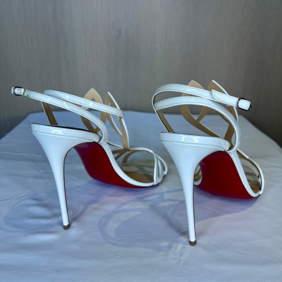 NEW Christian Louboutin  Double L Sandal White Patent Leather Size EU42 - Picture 5 of 9